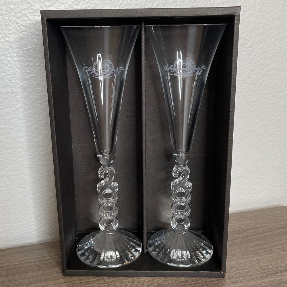 Cristal d'Arques Millenium 2000 Champagne Flute Glasses Genuine Crystal 6oz CMCC